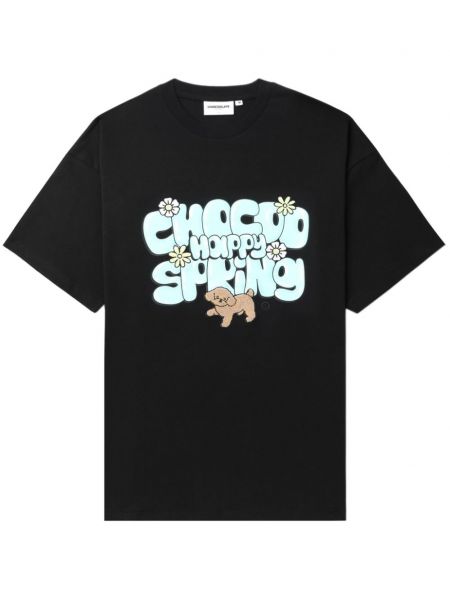 Βαμβακερή μπλούζα με σχέδιο Chocoolate μαύρο