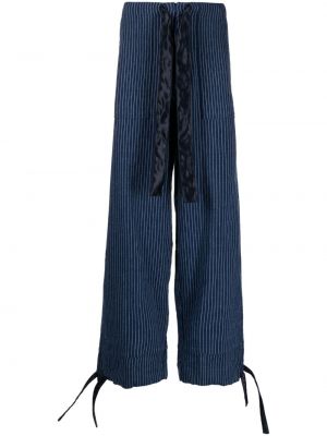 Pruhované rovné nohavice Greg Lauren modrá