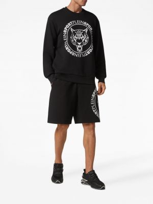 Sportliche sweatshirt mit print mit tiger streifen Plein Sport schwarz