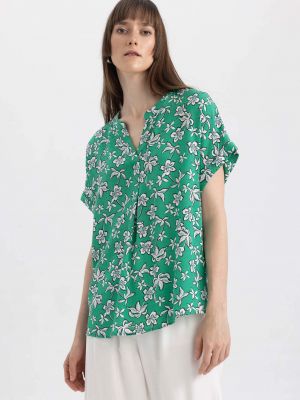 Блуза с къс ръкав Defacto зелено
