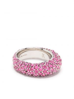 Δαχτυλίδι με πετραδάκια Amina Muaddi ροζ