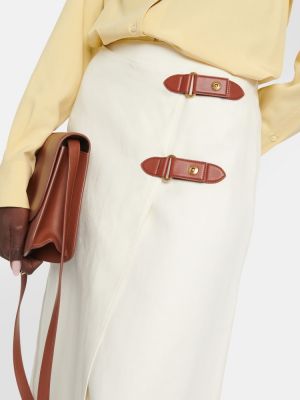 Λινή δερμάτινη φούστα Loro Piana λευκό