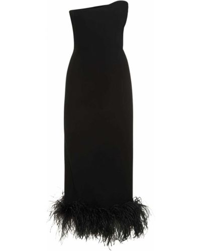 Vestido largo con plumas de plumas de crepé 16arlington negro