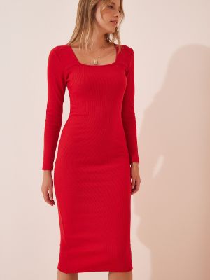 Pletené mini šaty Happiness İstanbul červené