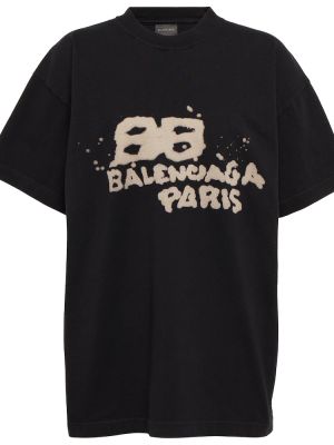 Oversize памучна тениска Balenciaga черно
