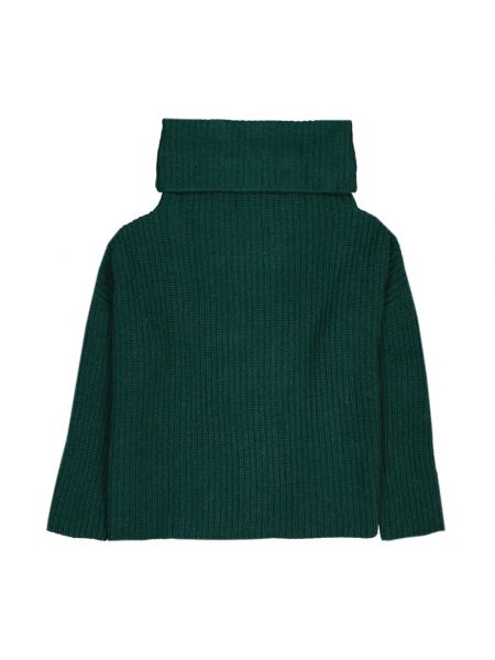 Jersey cuello alto de lana de alpaca de lana merino Ma'ry'ya verde