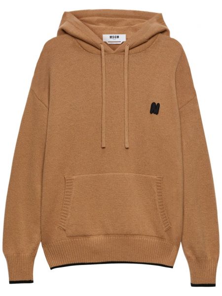 Pamuklu işlemeli hoodie Msgm kahverengi