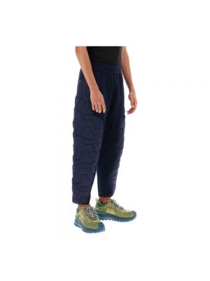 Pikowane spodnie sportowe z dżerseju bawełniane Moncler niebieskie