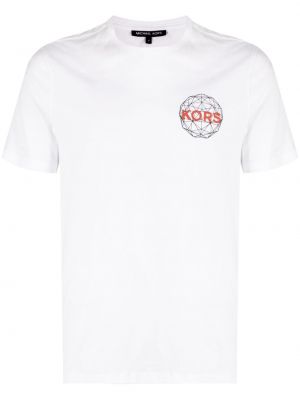 T-krekls ar apdruku džersija Michael Kors balts