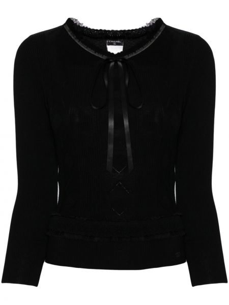 Плетена блуза Chanel Pre-owned черно