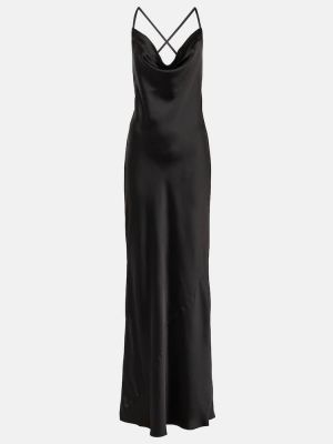Černé saténové dlouhé šaty Norma Kamali