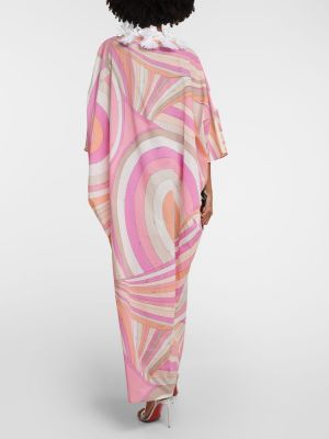 Robe longue en coton Pucci rose