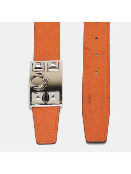 Cinturón de cuero retro Hermès Vintage naranja