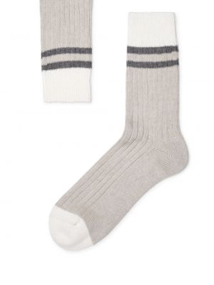 Pruhované bavlněné ponožky Brunello Cucinelli béžové