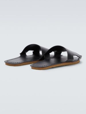 Kožené sandály bez podpatku The Row černé