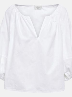 Βαμβακερή μπλούζα Etro λευκό
