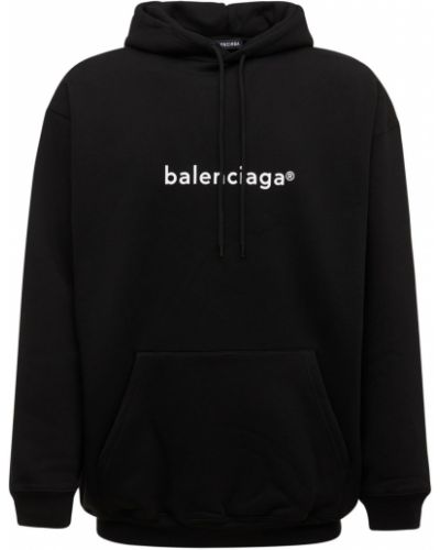 Pamut kapucnis melegítő felső nyomtatás zsebes Balenciaga - fekete