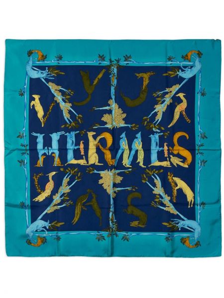Echarpe en soie Hermès Pre-owned bleu