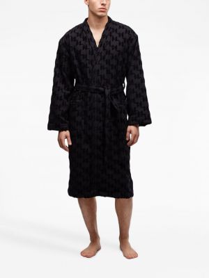 Szlafrok bawełniany żakardowy Karl Lagerfeld czarny