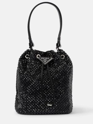 Чанта за ръка с кристали Prada черно