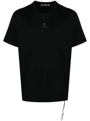 Памучна тениска бродирана Mastermind World черно