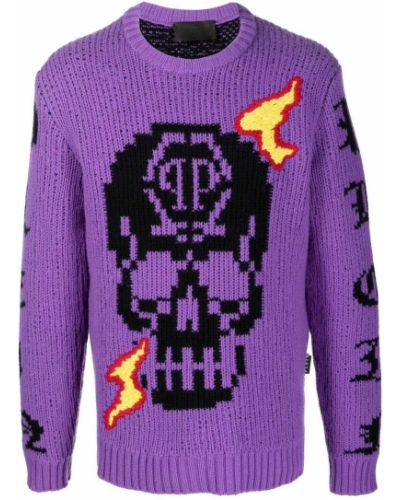 Sweter Philipp Plein fioletowy