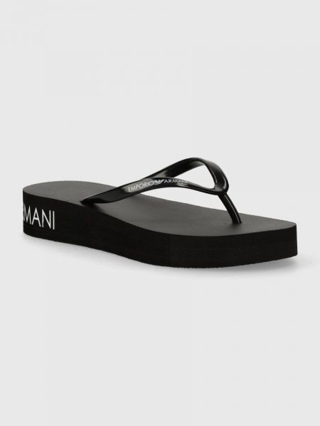 Sandale cu platformă Emporio Armani Underwear negru