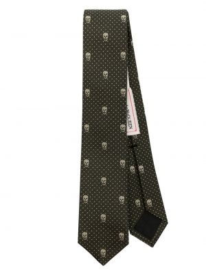 Svilena kravata s printom Alexander Mcqueen zelena