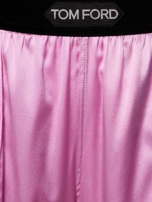 Jedwabne satynowe spodnie Tom Ford różowe