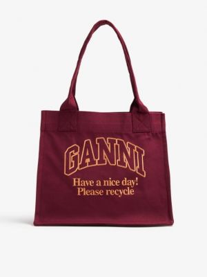 Большая сумка Ganni бордовая