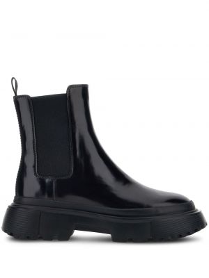 Chelsea boots en cuir vernis Hogan noir