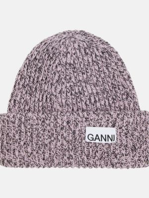 Вълнена шапка Ganni черно