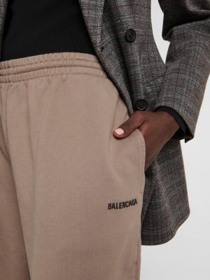 Bavlněné sportovní kalhoty Balenciaga hnědé