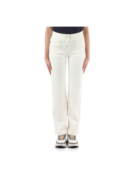 Welurowe spodnie sportowe Juicy Couture białe