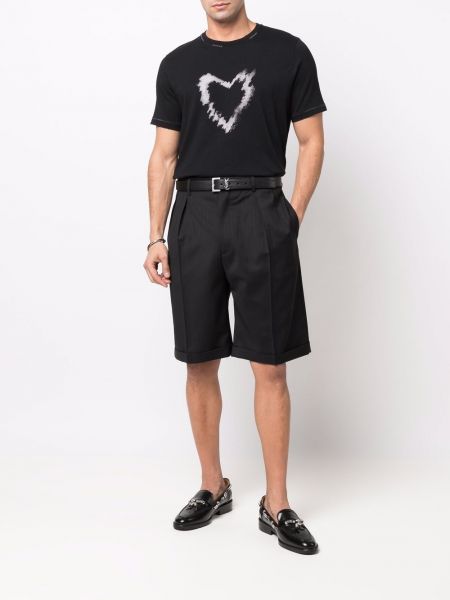 Tričko s potiskem se srdcovým vzorem Saint Laurent černé