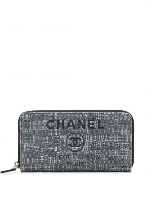 Portefeuille en tweed Chanel Pre-owned gris