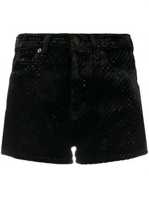 Pantalones cortos con lentejuelas de terciopelo‏‏‎ Saint Laurent negro