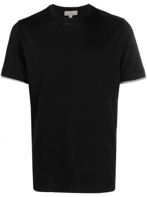 Bavlnené tričko s okrúhlym výstrihom Canali čierna
