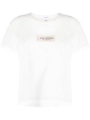 Βαμβακερή μπλούζα από διχτυωτό Acne Studios λευκό