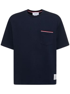 T-shirt di cotone a righe in jersey Thom Browne grigio