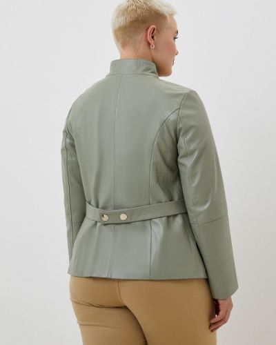 Кожаная куртка Le Monique зеленая
