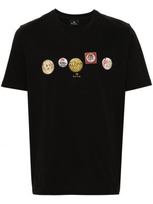 Βαμβακερή μπλούζα με σχέδιο Ps Paul Smith μαύρο