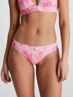 Nylonowy strój kąpielowy dwuczęściowy z nadrukiem Calvin Klein Underwear - różowy