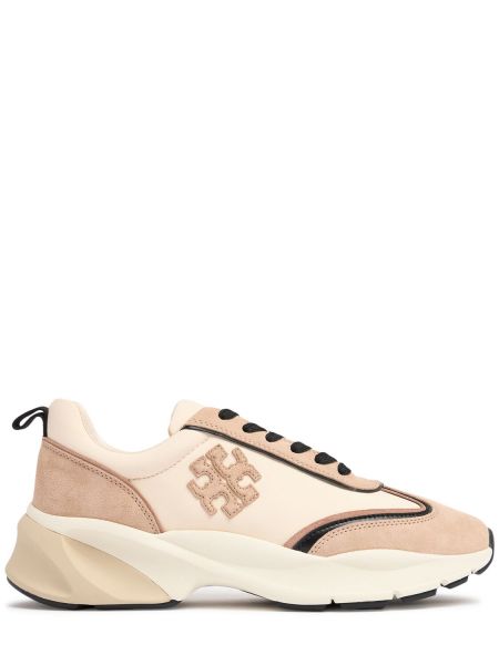 Lær sneakers Tory Burch beige