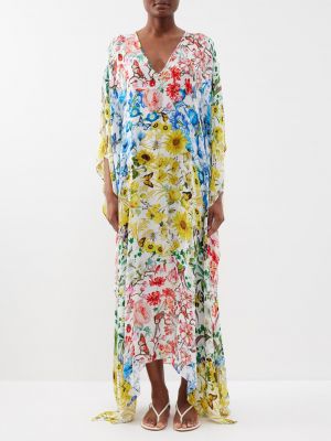 Шелковое платье в цветочек с принтом Mary Katrantzou