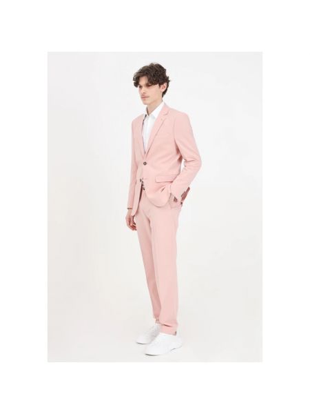 Spodnie na guziki z kieszeniami Selected Homme różowe