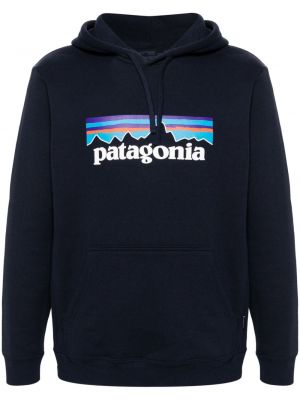 Raštuotas džemperis su gobtuvu Patagonia mėlyna