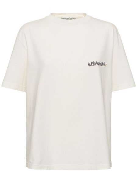 Μπλούζα με σχέδιο με κοντό μανίκι από ζέρσεϋ Alessandra Rich λευκό