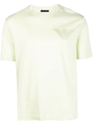 Bavlnené tričko s výšivkou Emporio Armani zelená