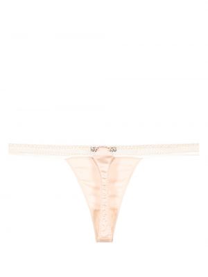 Krajkové hedvábné kalhotky string Kiki De Montparnasse růžové